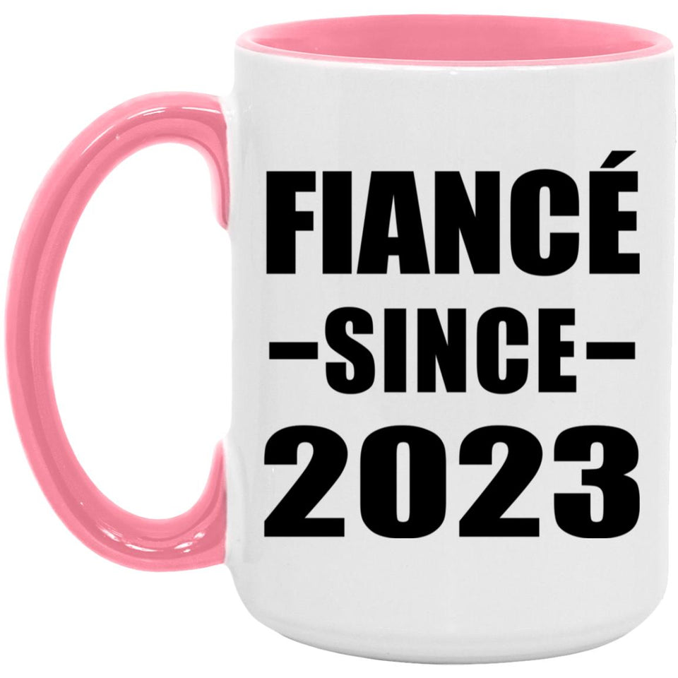 Fiance Since 2023 - 15oz Accent Mug Pink