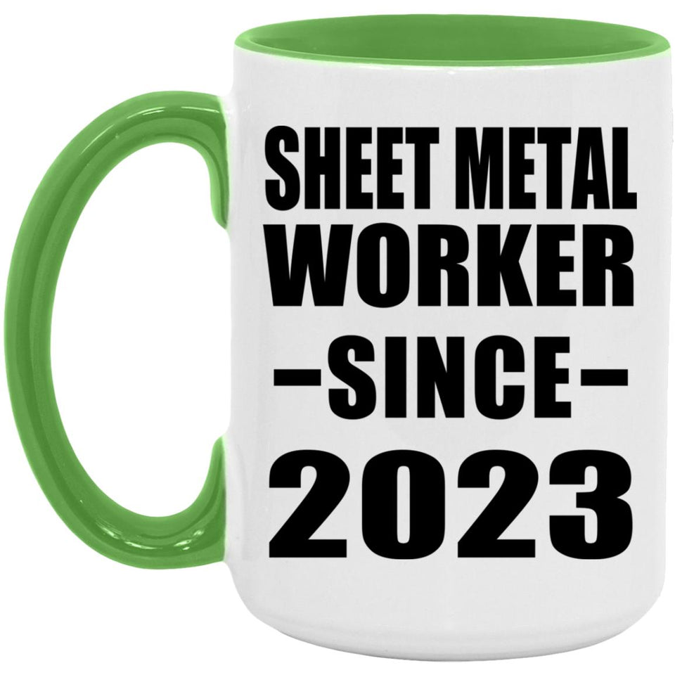 Sheet Metal Worker Since 2023 - 15oz Accent Mug Green