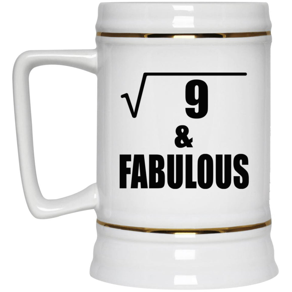 3rd Birthday Square Root of 9 & Fabulous - Beer Stein
