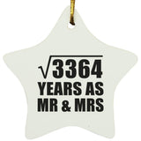 58th Anniversary Square Root of 3364 Years As Mr & Mrs - Star Ornament