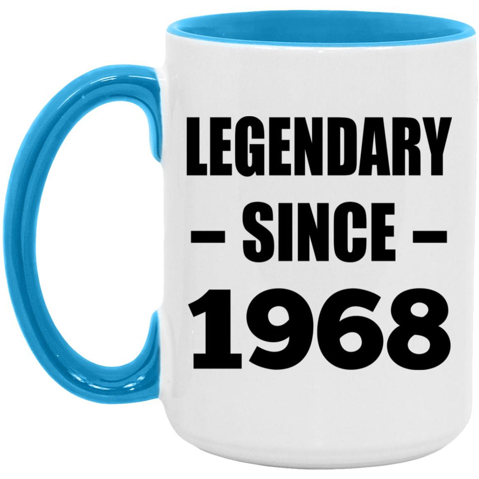 56th Birthday Legendary Since 1968 - 15oz Accent Mug Blue