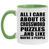 All I Care About Is Crossword Puzzles - 11oz Accent Mug Green