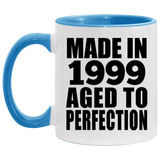 25th Birthday Made In 1999 Aged to Perfection - 11oz Accent Mug Blue