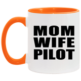 Mom Wife Pilot - 11oz Accent Mug Orange