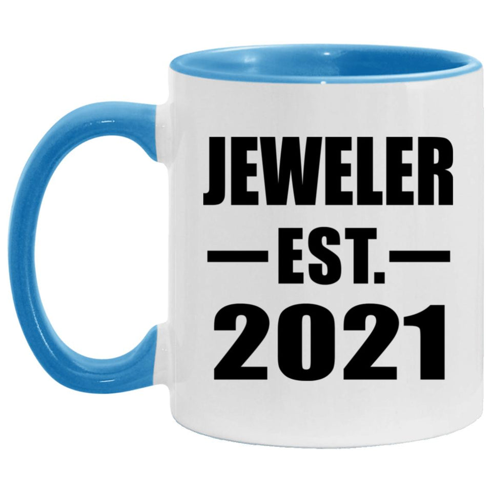 Jeweler Established EST. 2021 - 11oz Accent Mug Blue