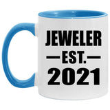 Jeweler Established EST. 2021 - 11oz Accent Mug Blue