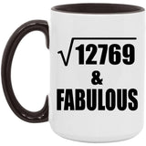 113th Birthday Square Root of 12769 & Fabulous - 15oz Accent Mug Black