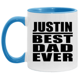 Justin Best Dad Ever - 11oz Accent Mug Blue