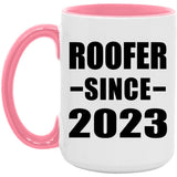 Roofer Since 2023 - 15oz Accent Mug Pink