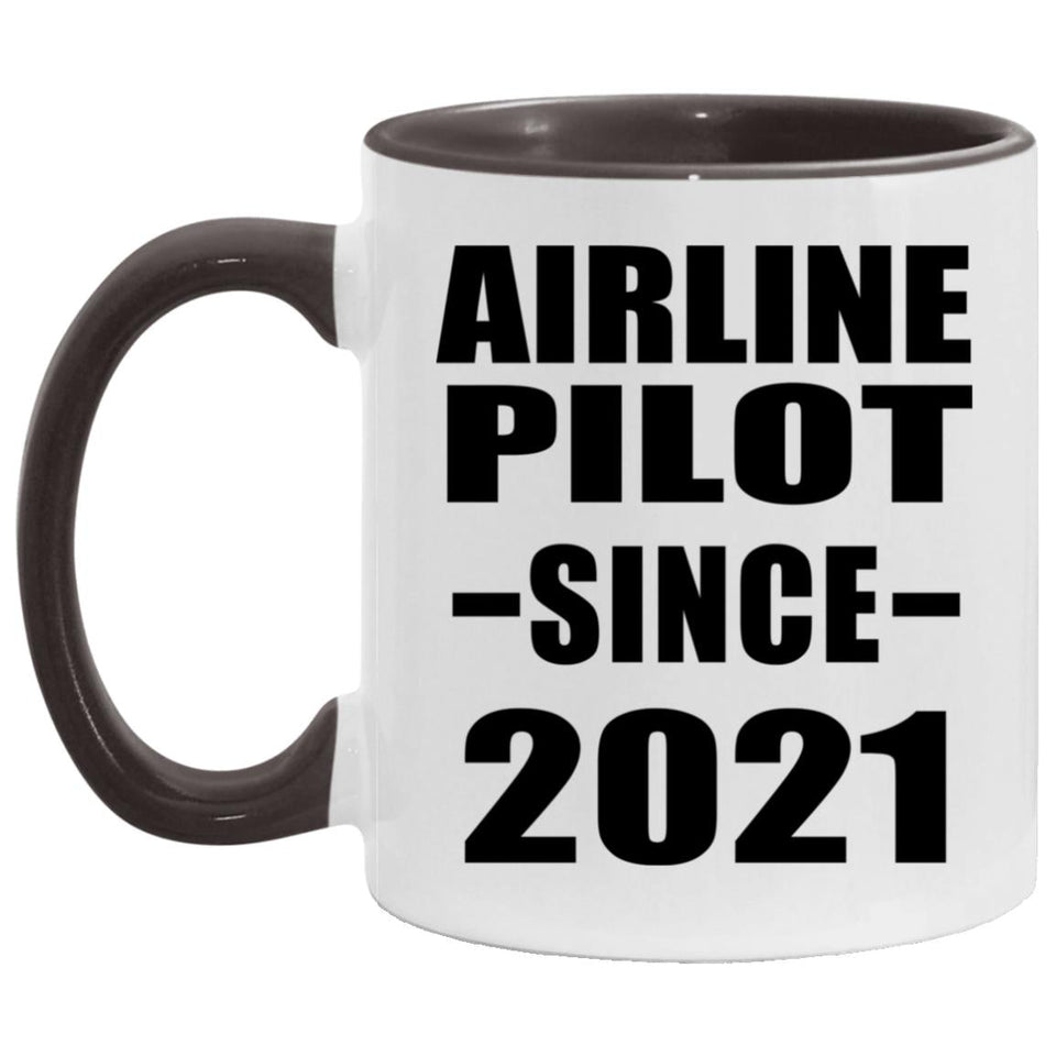 Airline Pilot Since 2021 - 11oz Accent Mug Black