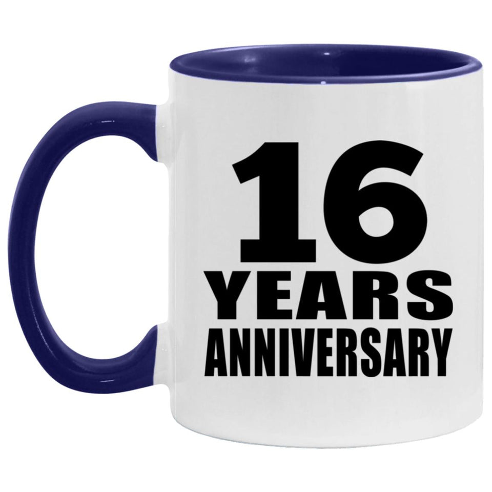 16th Anniversary 16 Years - 11oz Accent Mug Purple