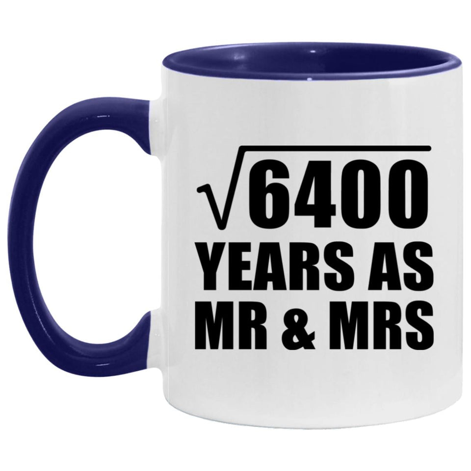 80th Anniversary Square Root of 6400 Years As Mr & Mrs - 11oz Accent Mug Purple