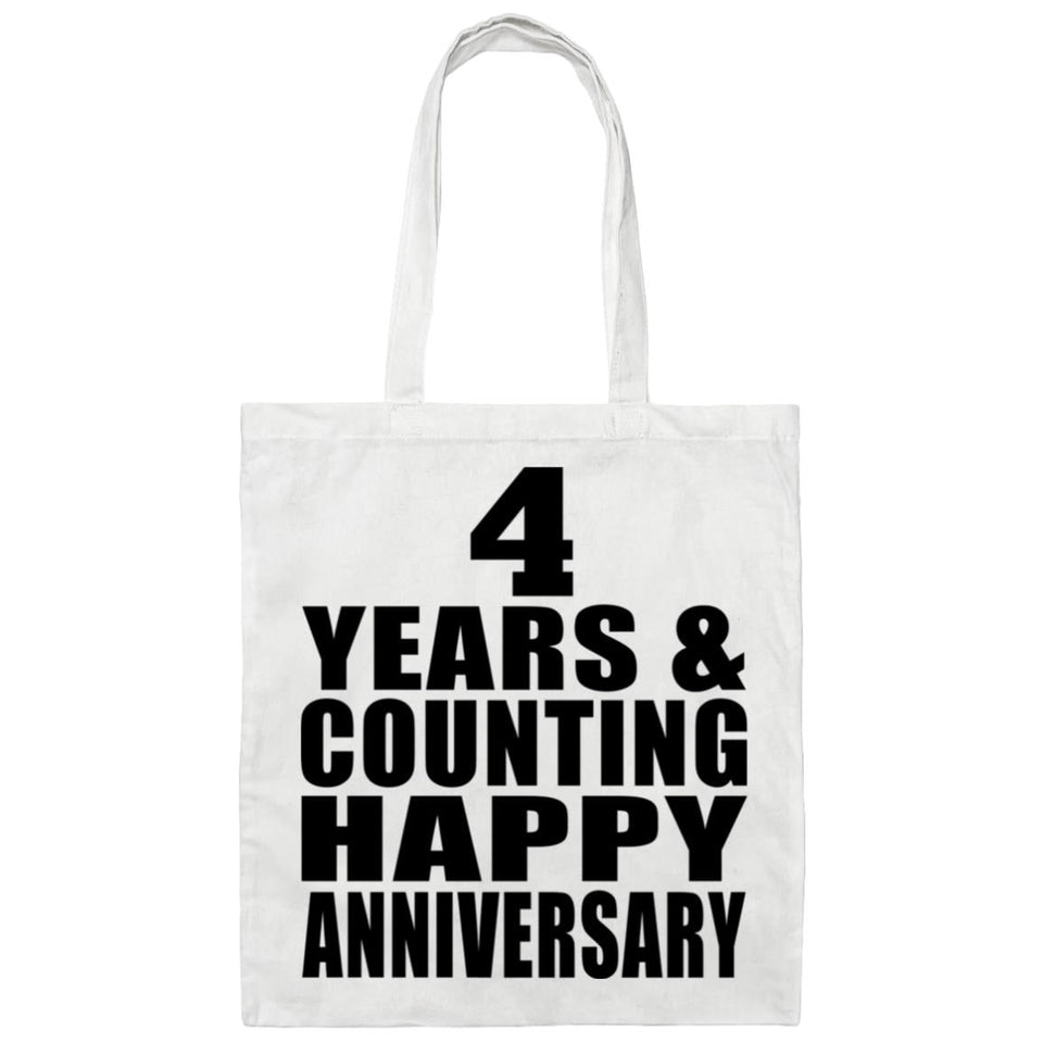 Happy 4th Anniversary 4 Years & Counting - Tote Bag White