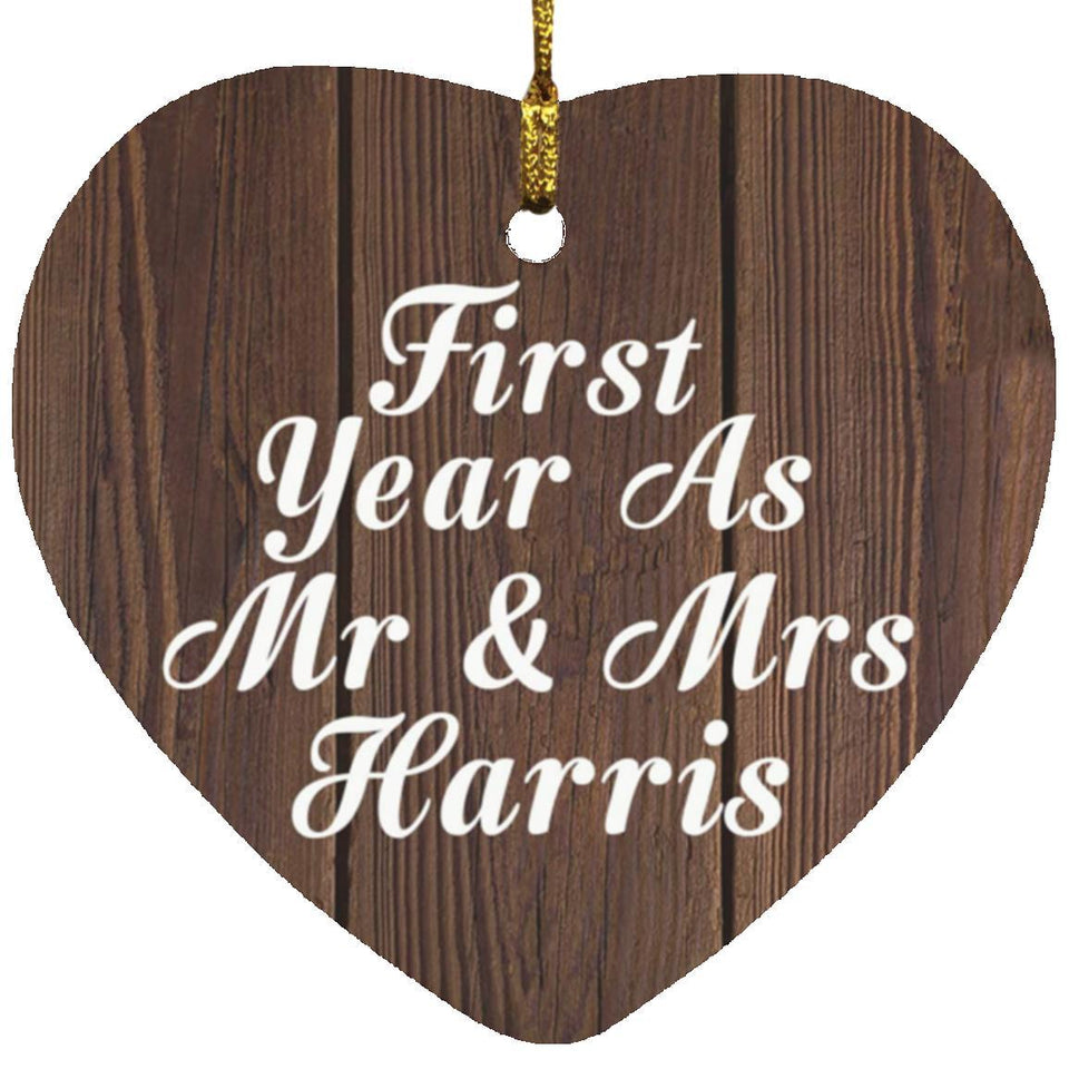 First Year As Mr & Mrs Harris - Heart Ornament D