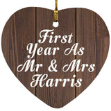 First Year As Mr & Mrs Harris - Heart Ornament D