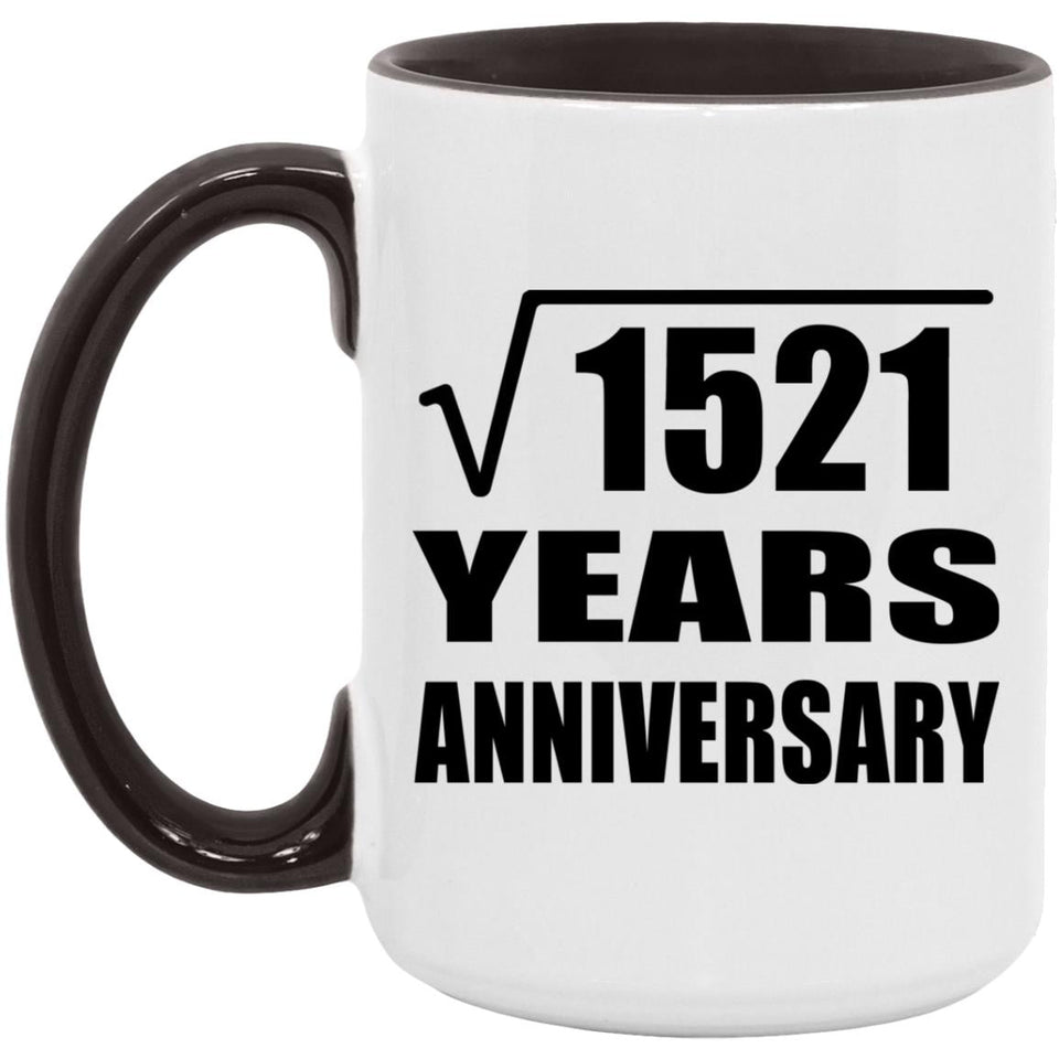 39th Anniversary Square Root of 1521 Years Anniversary - 15oz Accent Mug Black