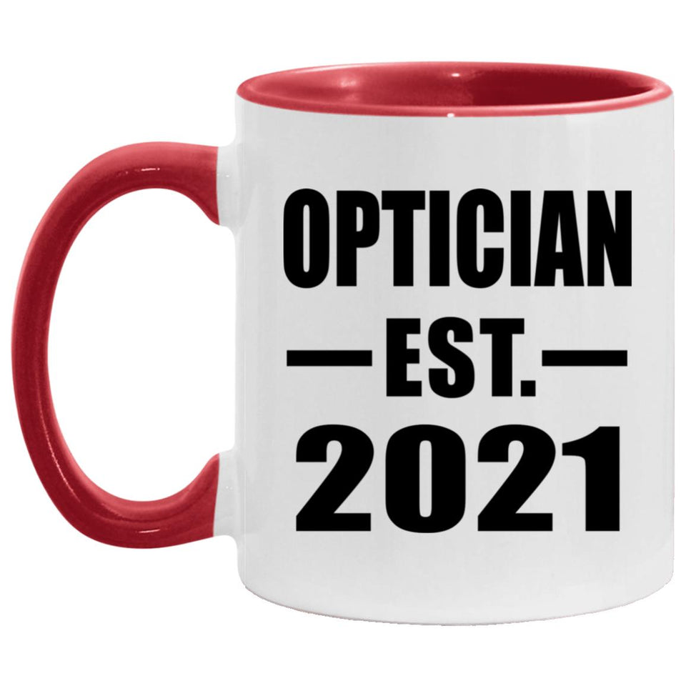 Optician Established EST. 2021 - 11oz Accent Mug Red