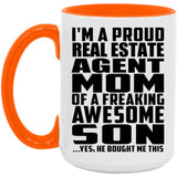 Proud Real Estate Agent Mom Of Awesome Son - 15oz Accent Mug Orange