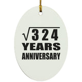 18th Anniversary Square Root of 324 Years Anniversary - Oval Ornament