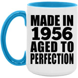 68th Birthday Made In 1956 Aged to Perfection - 15oz Accent Mug Blue