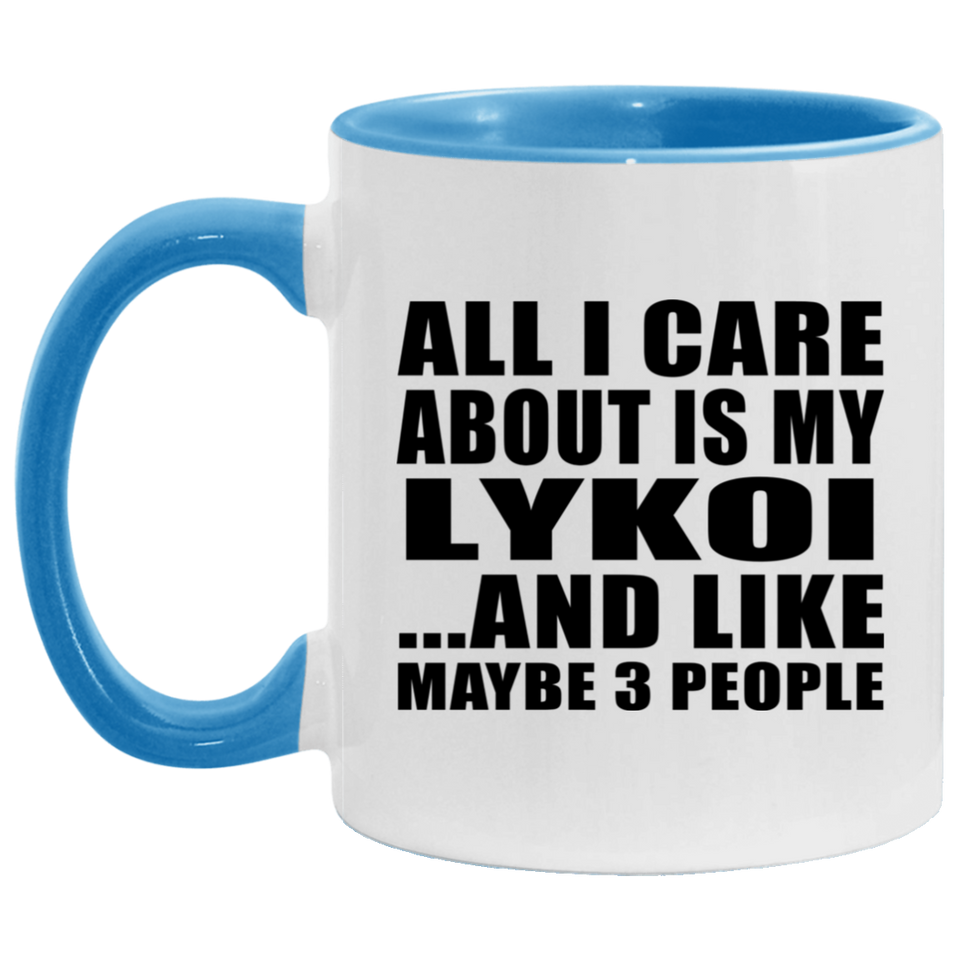 All I Care About Is My Lykoi - 11oz Accent Mug Blue