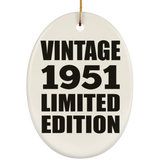 73rd Birthday Vintage 1951 Limited Edition - Oval Ornament