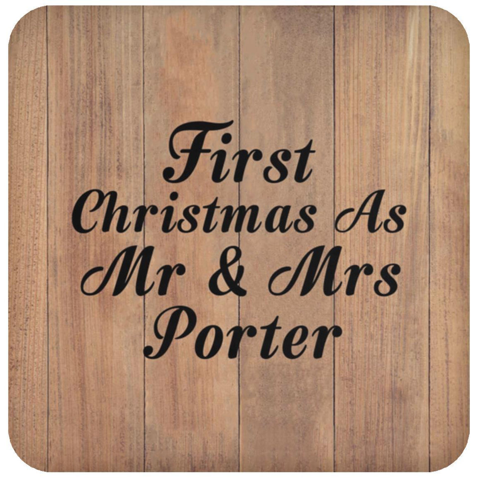 First Christmas As Mr & Mrs Porter - Drink Coaster C