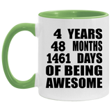 4th Birthday 4 Years 48 Months 1461 Days Of Awesome - 11oz Accent Mug Green