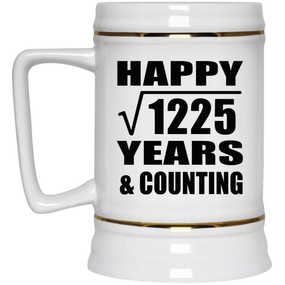 Happy 35th Anniversary Square Root of 1225 Years & Counting - Beer Stein