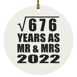 26th Anniversary Square Root of 676 Years As Mr & Mrs 2022 - Circle Ornament