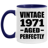 53rd Birthday Vintage 1971 Aged Perfectly - 11oz Accent Mug Purple