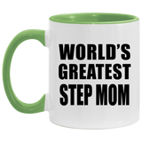World's Greatest Step Mom - 11oz Accent Mug Green
