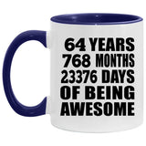 64th Birthday 64 Years 768 Months 23376 Days Of Awesome - 11oz Accent Mug Purple
