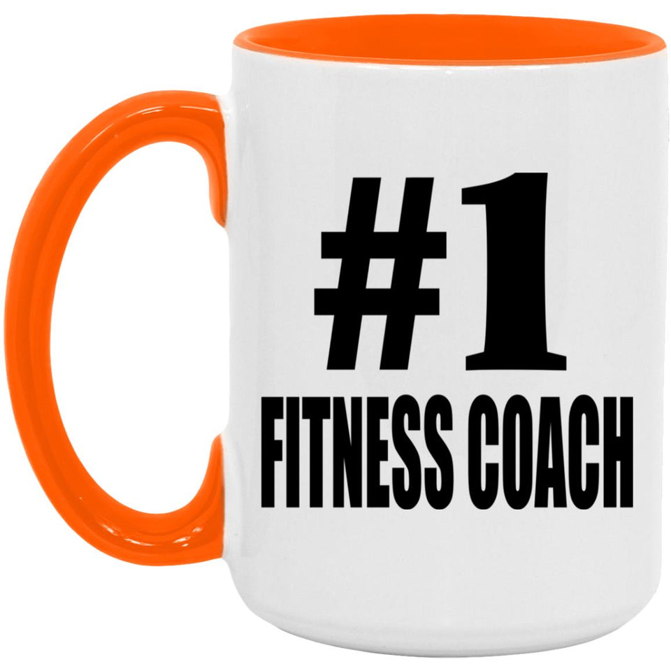 Number One #1 Fitness Coach - 15oz Accent Mug Orange