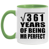 19th Anniversary Square Root of 361 Years of Mr Perfect - 11oz Accent Mug Green