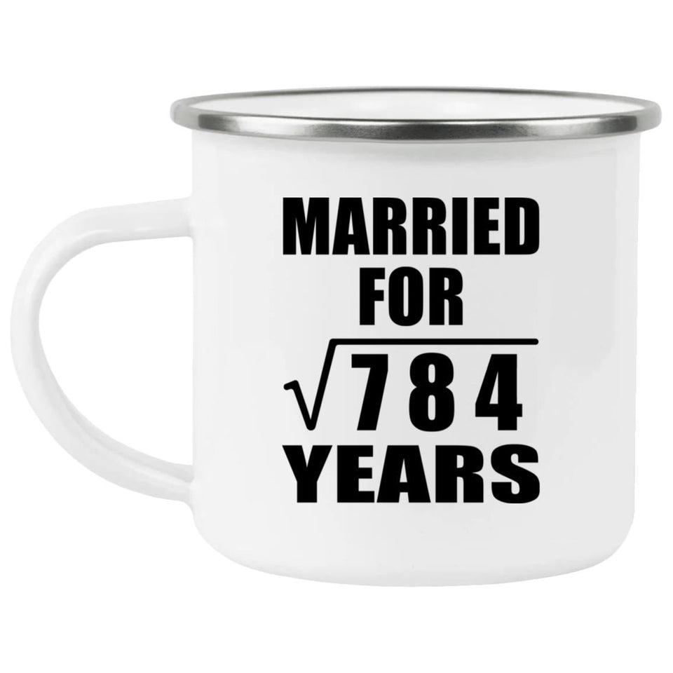 28th Anniversary Married For Square Root of 784 Years - 12oz Camping Mug