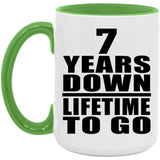 7th Anniversary 7 Years Down Lifetime To Go - 15oz Accent Mug Green