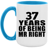 37th Anniversary 37 Years Of Being Mr Right - 15oz Accent Mug Blue