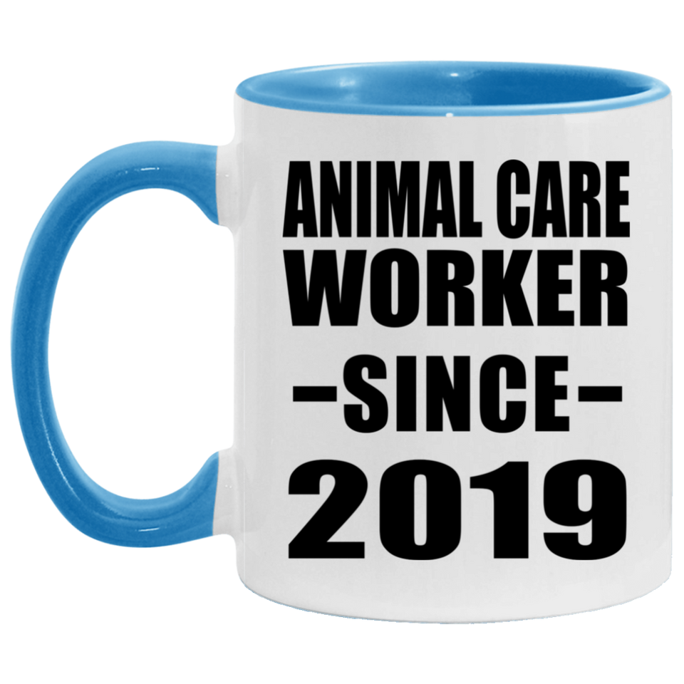 Animal Care Worker Since 2019 - 11oz Accent Mug Blue