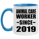 Animal Care Worker Since 2019 - 11oz Accent Mug Blue