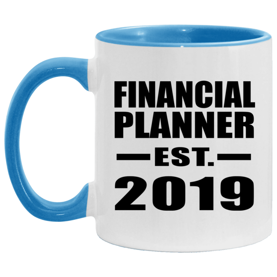 Financial Planner Established EST. 2019 - 11oz Accent Mug Blue