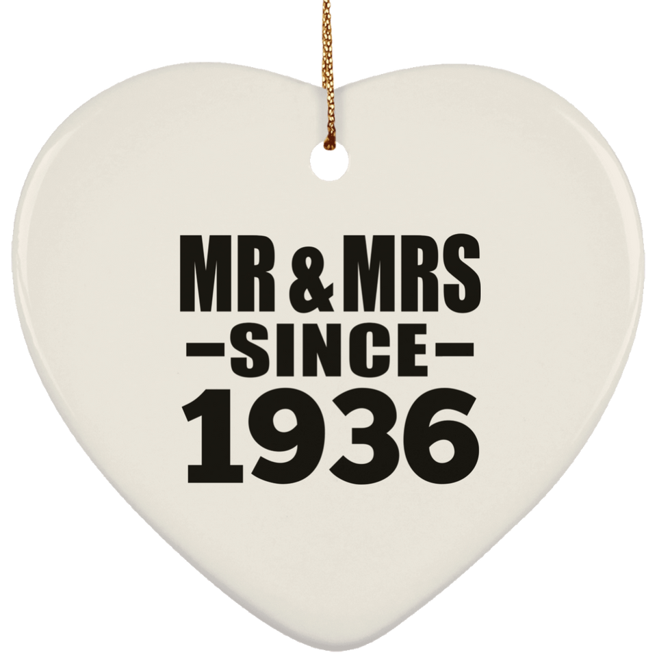 88th Anniversary Mr & Mrs Since 1936 - Heart Ornament