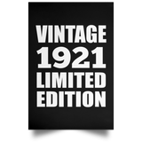 103rd Birthday Vintage 1921 Limited Edition - Poster Portrait