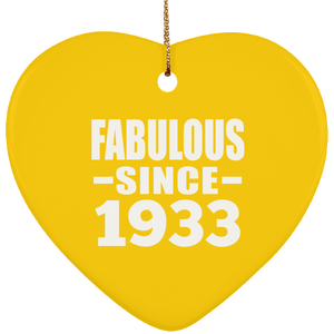 91st Birthday Fabulous Since 1933 - Heart Ornament