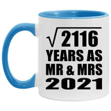 46th Anniversary Square Root of 2116 Years As Mr & Mrs 2021 - 11oz Accent Mug Blue