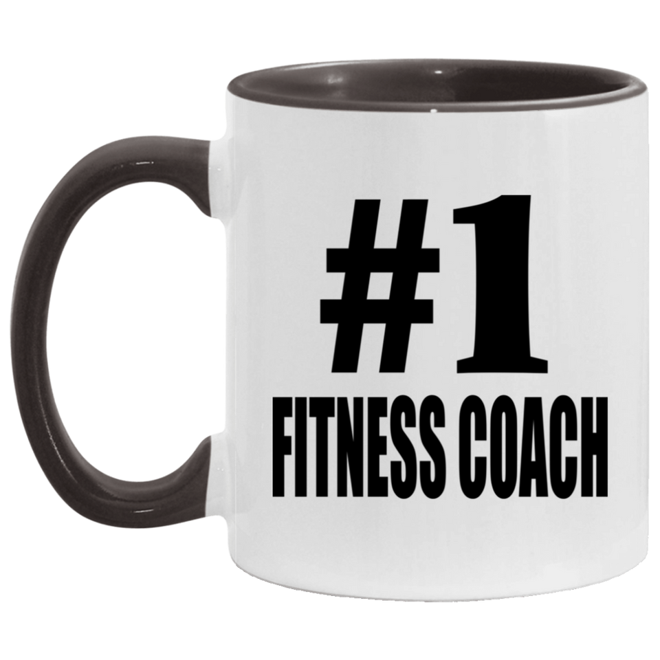 Number One #1 Fitness Coach - 11oz Accent Mug Black