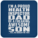 Proud Health Inspector Dad Of Awesome Son - Drink Coaster