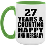 Happy 27th Anniversary 27 Years & Counting - 15oz Accent Mug Green