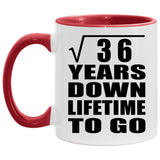 6th Anniversary Square Root of 36 Years Lifetime To Go - 11oz Accent Mug Red