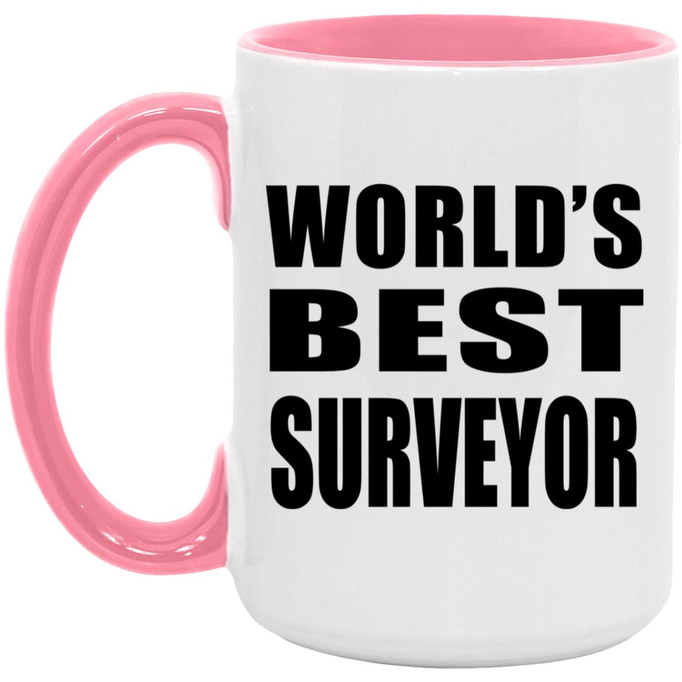 World's Best Surveyor - 15oz Accent Mug Pink